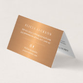 Pastel wilde bloemen met metallisch koper monogram visitekaartje (Achterkant)