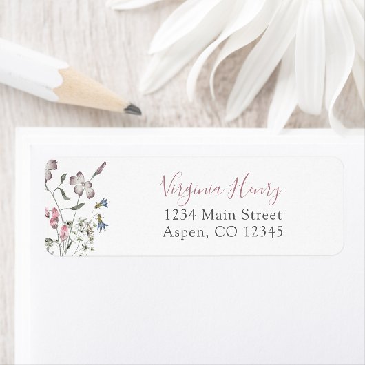 Pastel Wilde Bloemen Retouradres Label