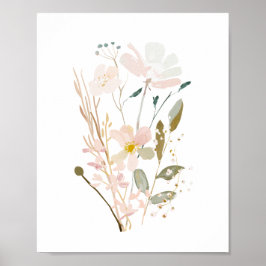 Pastel Wilde Bloemen Romantisch Boeket Waterverf Poster