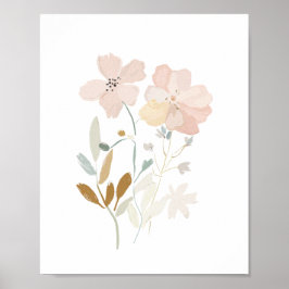Pastel Wilde Bloemen Romantisch Boeket Waterverf Poster