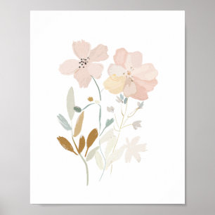 Pastel Wilde Bloemen Romantisch Boeket Waterverf Poster