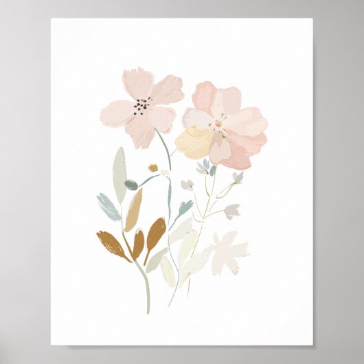 Pastel Wilde Bloemen Romantisch Boeket Waterverf Poster (Voorkant)
