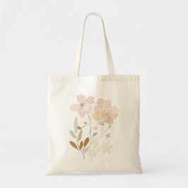 Pastel Wilde Bloemen Romantisch Boeket Waterverf Tote Bag