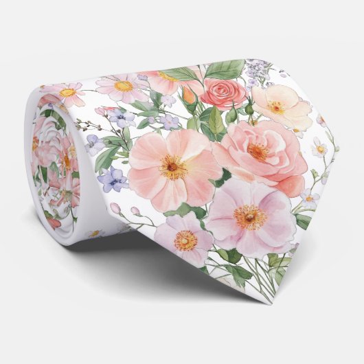 Pastel wilde bloemen stropdas (Opgerold)