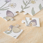 Pastel Wilde Bloemen Vlinders Weide Botanisch  Legpuzzel (Zijkant)