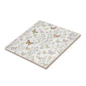Pastel Wilde Bloemen Vlinders Weide Botanisch Tegeltje (Zijkant)