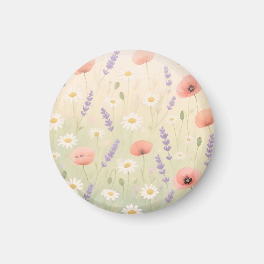Pastel Wilde Bloemenweide Zachte Bloei Magneet (Voorkant)