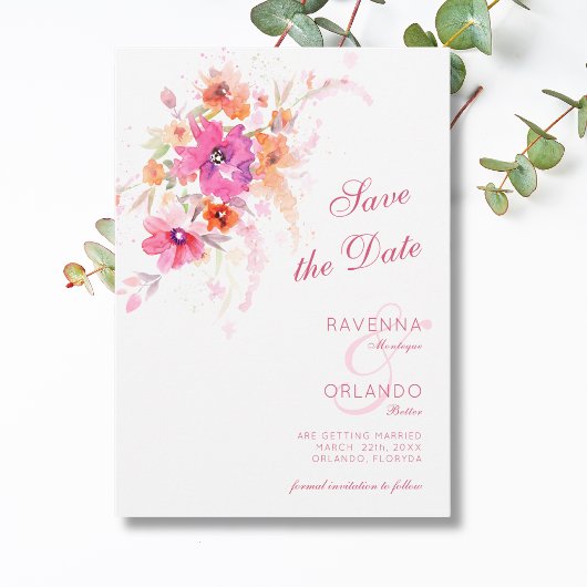Pastel Wilde Pioen Bloemen Anemoon Bruiloft Save The Date