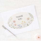 Pastel Wildebloem Bedankt Ovale Sticker (Envelop)