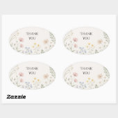 Pastel Wildebloem Bedankt Ovale Sticker (Vel)