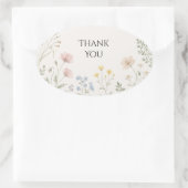 Pastel Wildebloem Bedankt Ovale Sticker (Tas)
