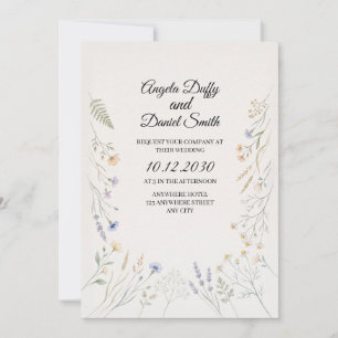 Pastel Wildebloem Bruiloft Kaart