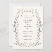 Pastel Wildebloem Bruiloft Kaart (Voorkant)