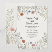 Pastel Wildebloem Bruiloft Kaart (Voorkant / Achterkant)