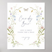 Pastel Wildebloem Bruiloftsshower Snoepbar Poster (Voorkant)