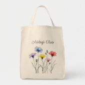 Pastel Wildebloem Potloodschetsstijl Boodschappen Tote Bag (Voorkant)