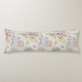 Pastel Wildebloemcollage – Chic Bloemmotief Geomet Lichaamskussen