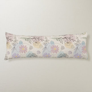Pastel Wildebloemcollage – Chic Bloemmotief Geomet Lichaamskussen