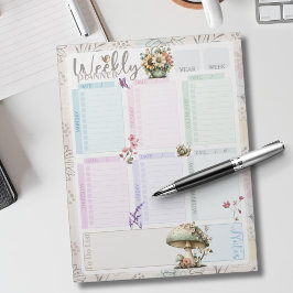 Pastel Wildebloemcollage – Chic Bloemmotief Geomet Notitieblok