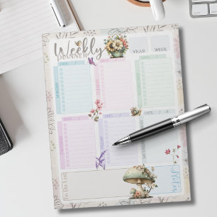 Pastel Wildebloemcollage – Chic Bloemmotief Geomet Notitieblok