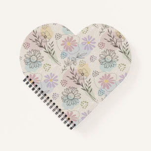 Pastel Wildebloemcollage – Chic Bloemmotief Geomet Notitieboek
