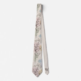 Pastel Wildebloemcollage – Chic Bloemmotief Geomet Stropdas