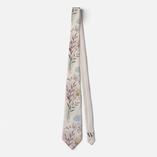 Pastel Wildebloemcollage – Chic Bloemmotief Geomet Stropdas (Voorkant)