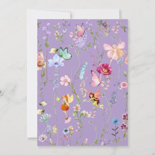 Pastel Wildebloemen Fee Eerste 1e Verjaardagsfeest Kaart (Achterkant)