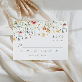 Pastel Wildebloemen Huwelijk RSVP Kaart