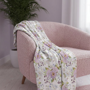 Pastel Wildebloemenweide Bloem Motief op Maat Fleece Deken