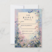 Pastel Wildebloemenweide Bruiloft RSVP Kaartje (Voorkant)
