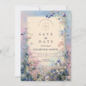 Pastel Wildebloemenweide Bruiloft Save The Date (Voorkant)