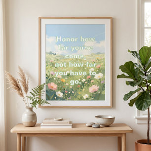 Pastel Wildebloemenweide Inspirerende Spreuk Poster