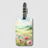 Pastel Wildebloemenweide Landschap Bagagelabel (Voorkant (verticaal))