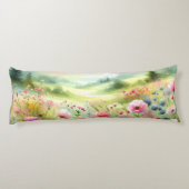 Pastel Wildebloemenweide Landschap Lichaamskussen (Achterkant)