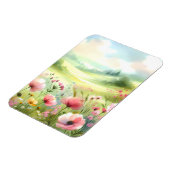 Pastel Wildebloemenweide Landschap Magneet (Linkerzijde)