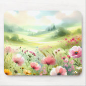 Pastel Wildebloemenweide Landschap Muismat (Voorkant)