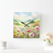 Pastel Wildebloemenweide Landschap Vierkante Klok (Huis)