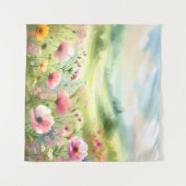 Pastel Wildebloemenweide Landschap Wandkleed (Voorkant (horizontaal))
