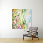 Pastel Wildebloemenweide Landschap Wandkleed (In Situ (horizontaal))