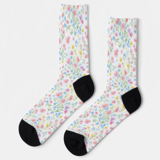 Pastel Wildebloemenweidepatroon Sokken (Links)