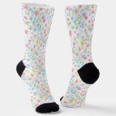 Pastel Wildebloemenweidepatroon Sokken (Gebogen)
