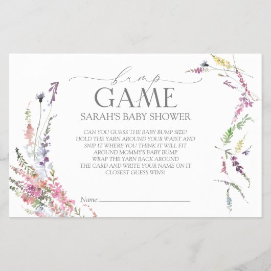 Pastel Wildflower Baby shower Bingo Flyer (Voorkant)