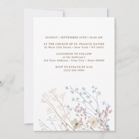 Pastel Wildflower Bevestiging Uitnodiging (Achterkant)