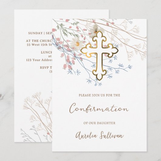 Pastel Wildflower Bevestiging Uitnodiging (Voorkant / Achterkant)