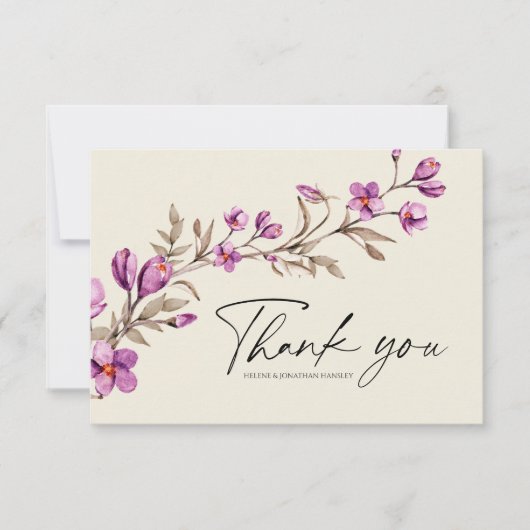 Pastel Wildflower Boho Weddenschap Hartelijk dank Bedankkaart (Voorkant)