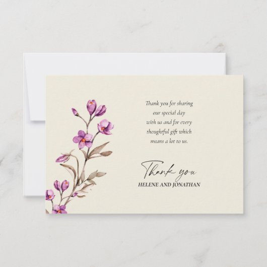 Pastel Wildflower Boho Weddenschap Hartelijk dank Bedankkaart (Achterkant)