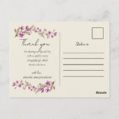 Pastel Wildflower Boho Weddenschap Hartelijk dank Briefkaart (Achterkant)