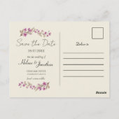 Pastel Wildflower Boho Wedding Save the Date Briefkaart (Achterkant)
