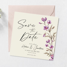 Pastel Wildflower Boho Wedding Save the Date Kaart